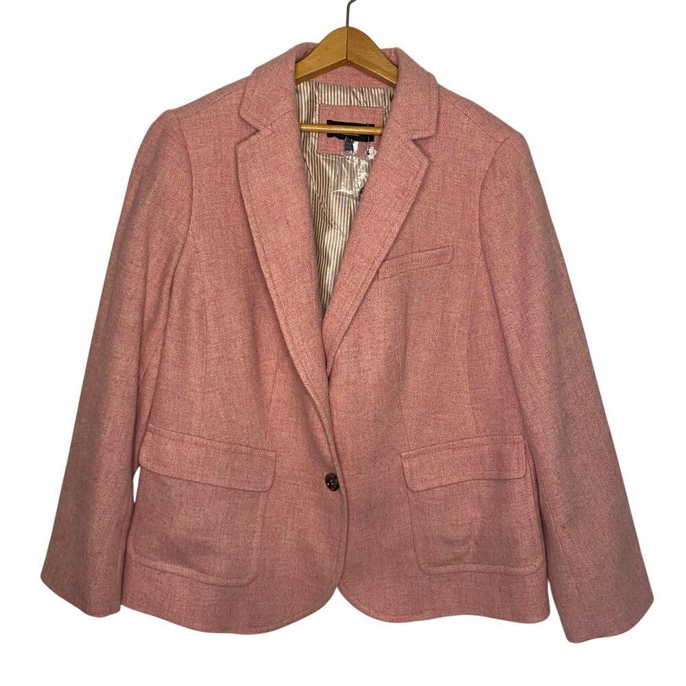 NWOT Talbots Blazer Jacket Pink Wool Blend 2 Button Office Career Preppy 16W P‎